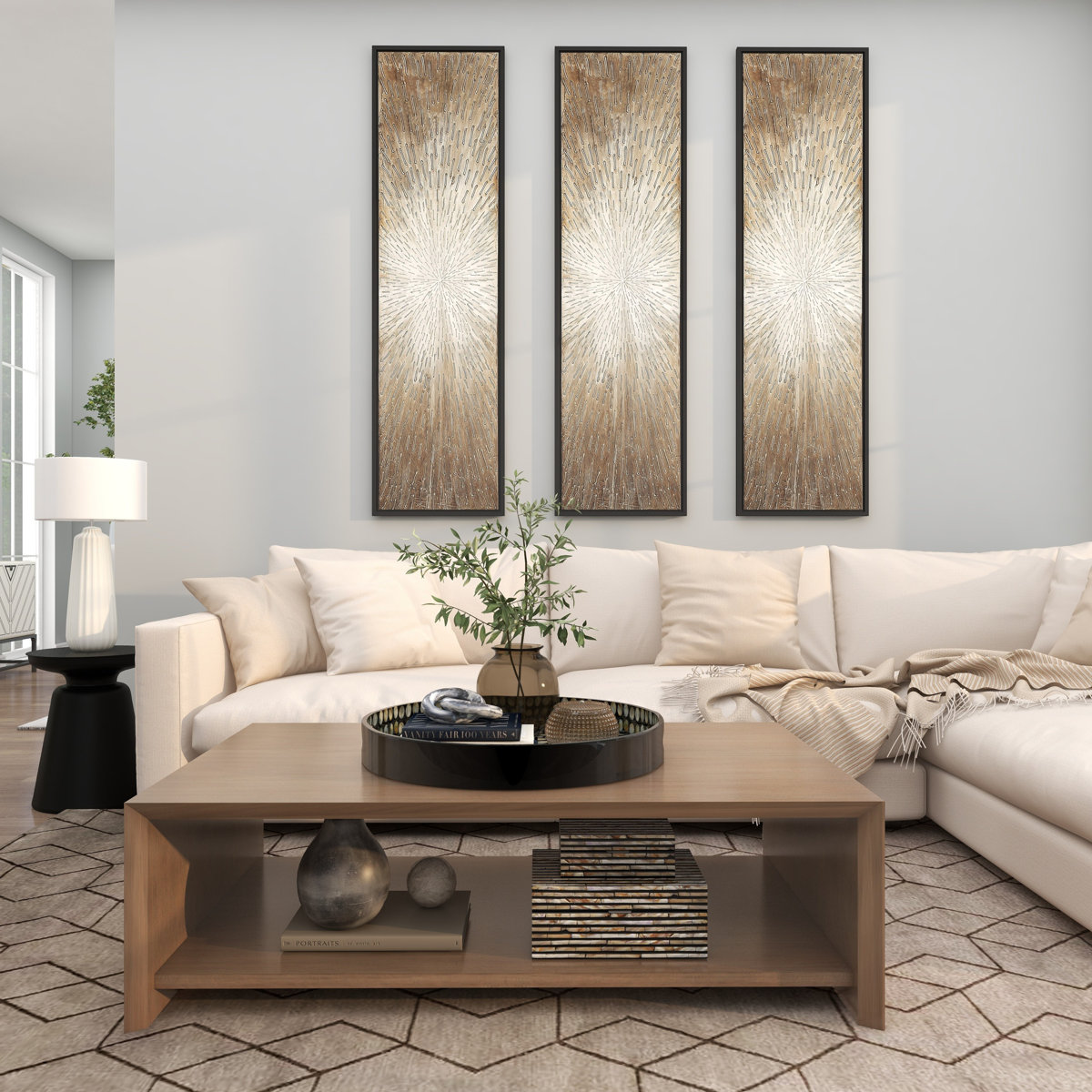 Wrought Studio™ Canvas Radial Starburst Living Room Framed Wall Art ...